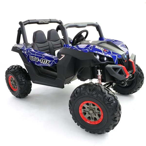 "Blue and black Renegade UTV-MX Buggy Style 24V 4WD Kids electric ride on with EVA tyres, leather seats and MP4 screen, designed for young adventurers."