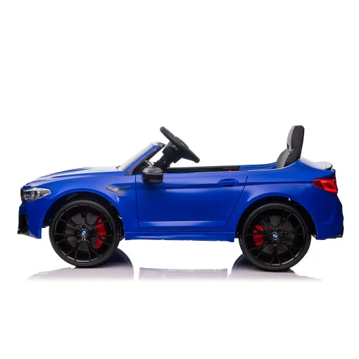 Blue BMW M5 Drift electric ride-on car for kids in 24-volt version on a white background.