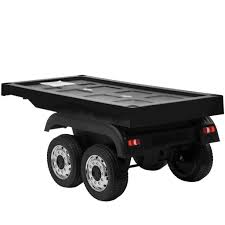 Black Mercedes Actros kids car with Eva rubber wheels, electric ride on trailer model isolated on white background.