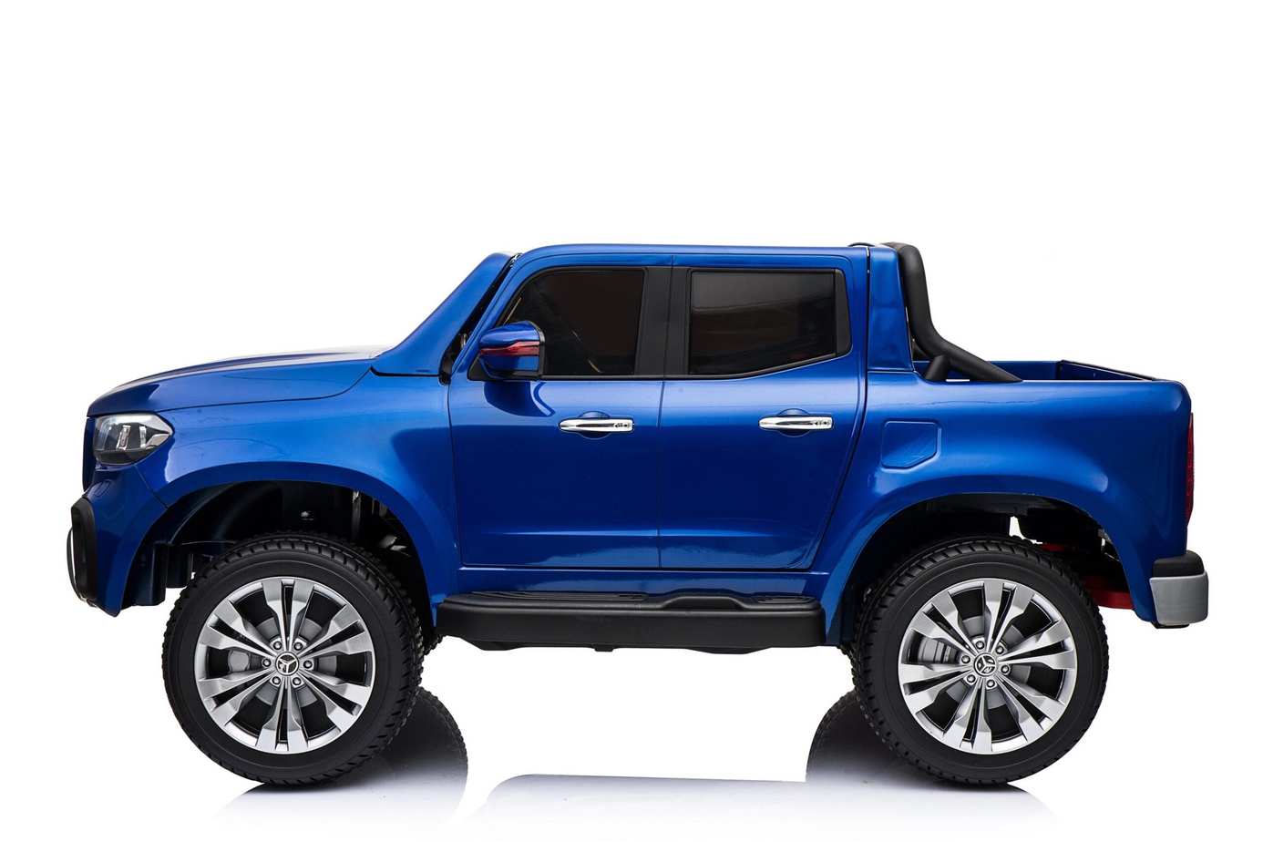 Blue Mercedes X Class Pickup Child's Electric Ride on 24 Volt Toy Isolated on White Background