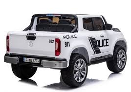 Mercedes X Class Pick Up Truck Ride On Police Car for kids on a white background.